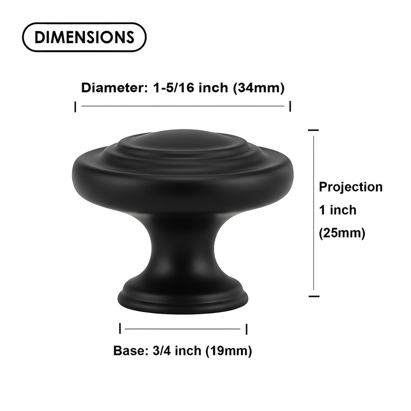 SG1220 Matte Black Cabinet Knob