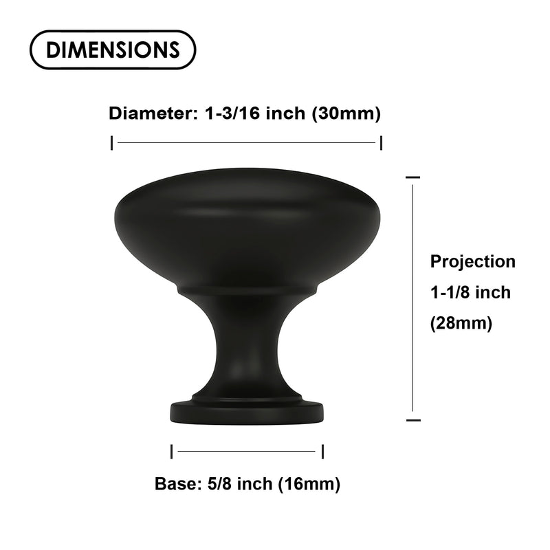 SG1265 Matte Black Cabinet Knob