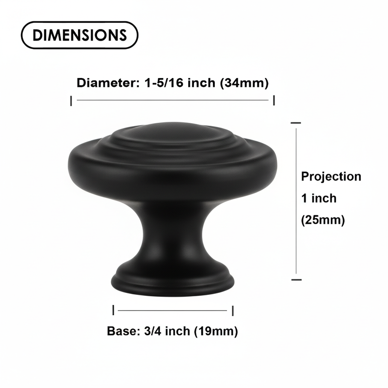 Bouton de meuble noir mat SG1220