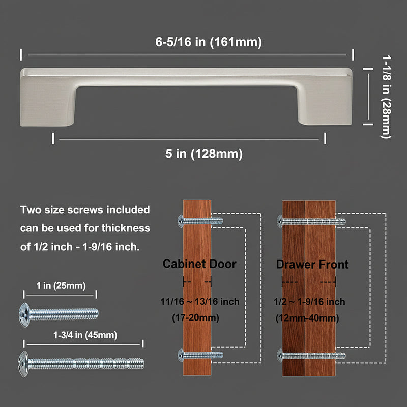 SG1910 Brushed Nickel Cabinet Pull 128mm