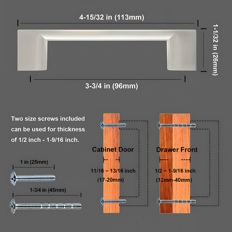 SG1910 Brushed Nickel Cabinet Pull 96mm