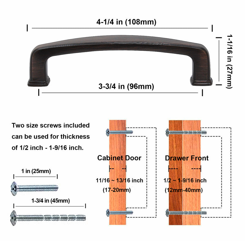 SG1980 Oil Rubbed Bronze Cabinet Pull 96mm