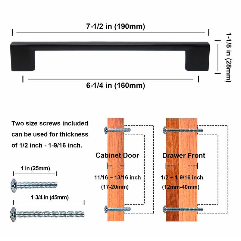 SG1910 Matte Black Cabinet Pull 160mm