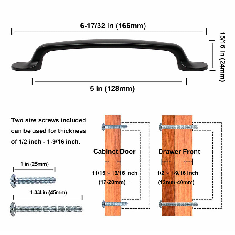 SG1920 Matte Black Cabinet Pull 128mm