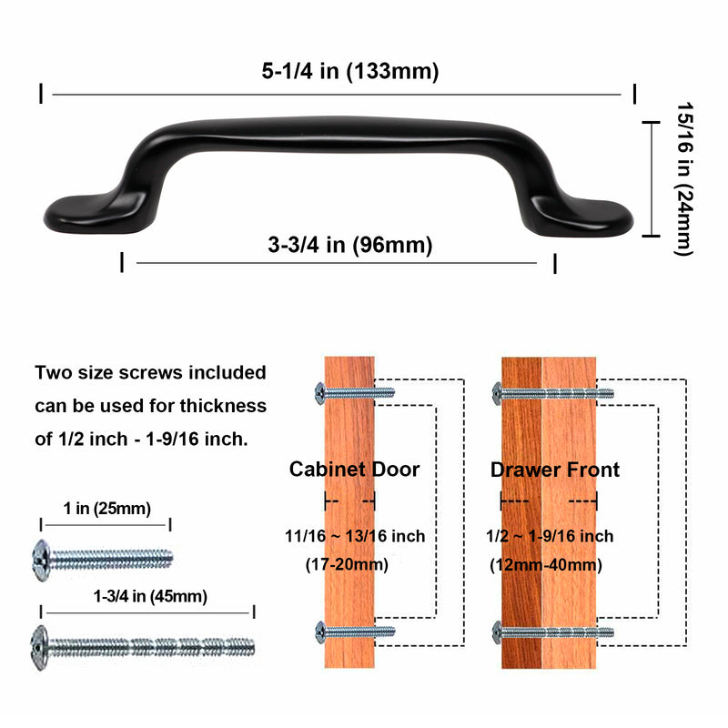 SG1920 Matte Black Cabinet Pull 96mm