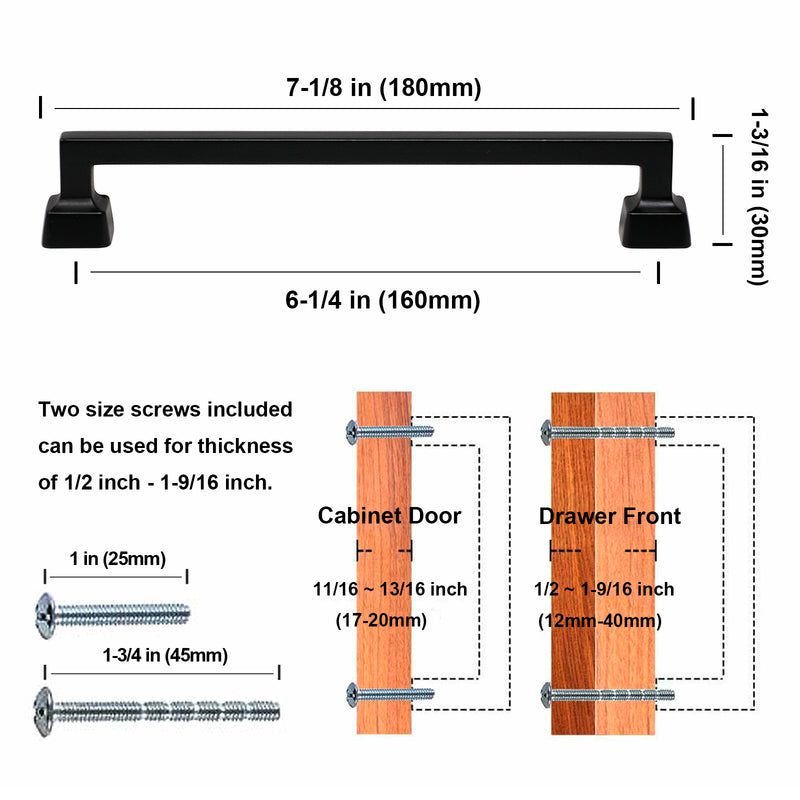 SG1950 Matte Black Cabinet Pull 160mm