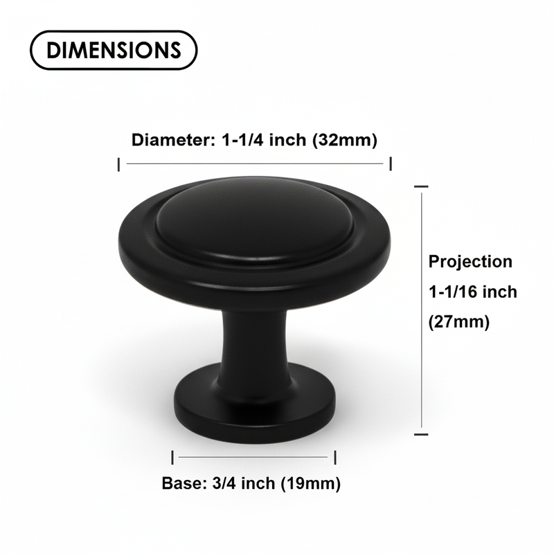SG1205 Matte Black Cabinet Knob